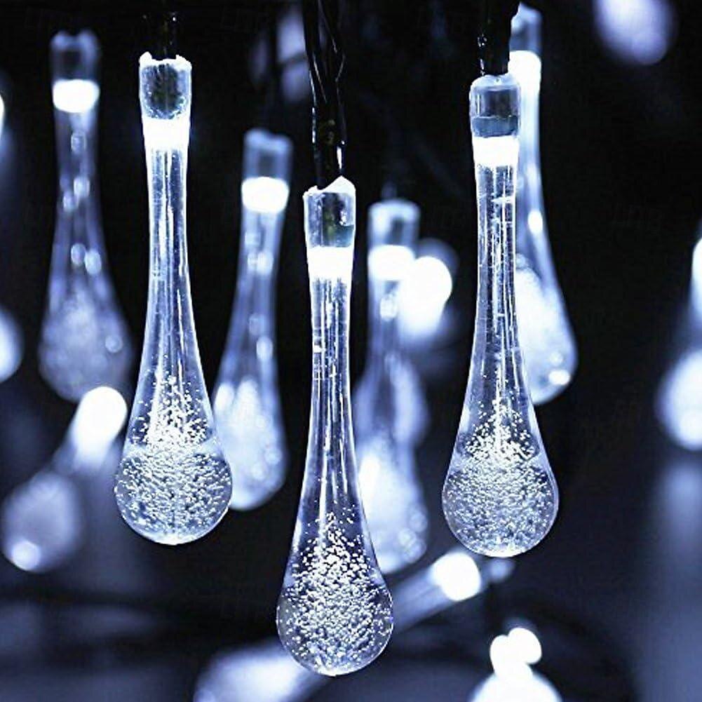 6.5m 30leds luci della stringa solare goccia d'acqua luci esterne impermeabili stringa di fata 8 modalità di illuminazione vacanza matrimonio giardino prato natale halloween decorazione del patio del 2025 a $14.49 –P9