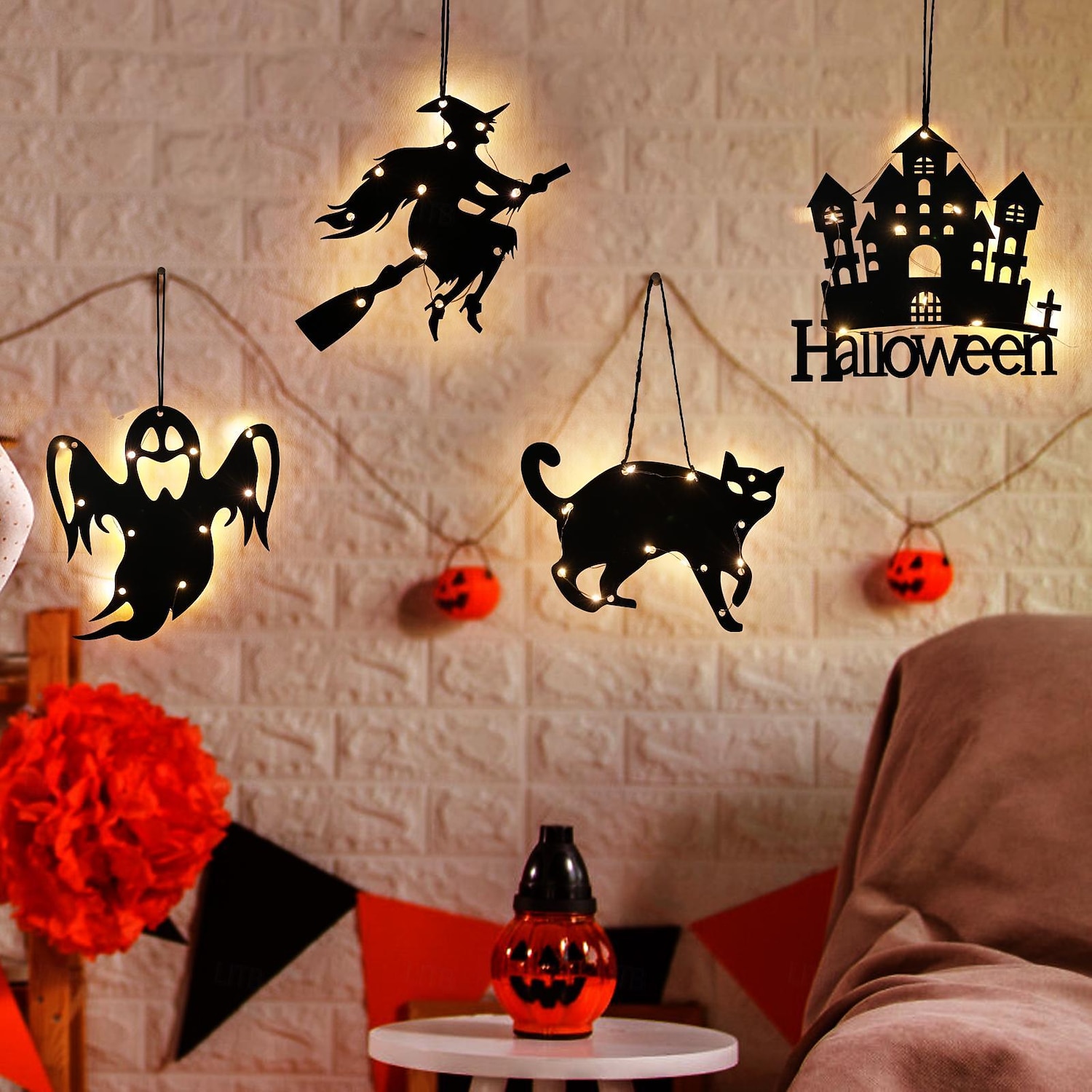 halloween okenní světla halloween dekorace led pavučina pavučina na baterie vnitřní okenní závěsná světla party domácí dekorace 2025 - $9.99 –P2