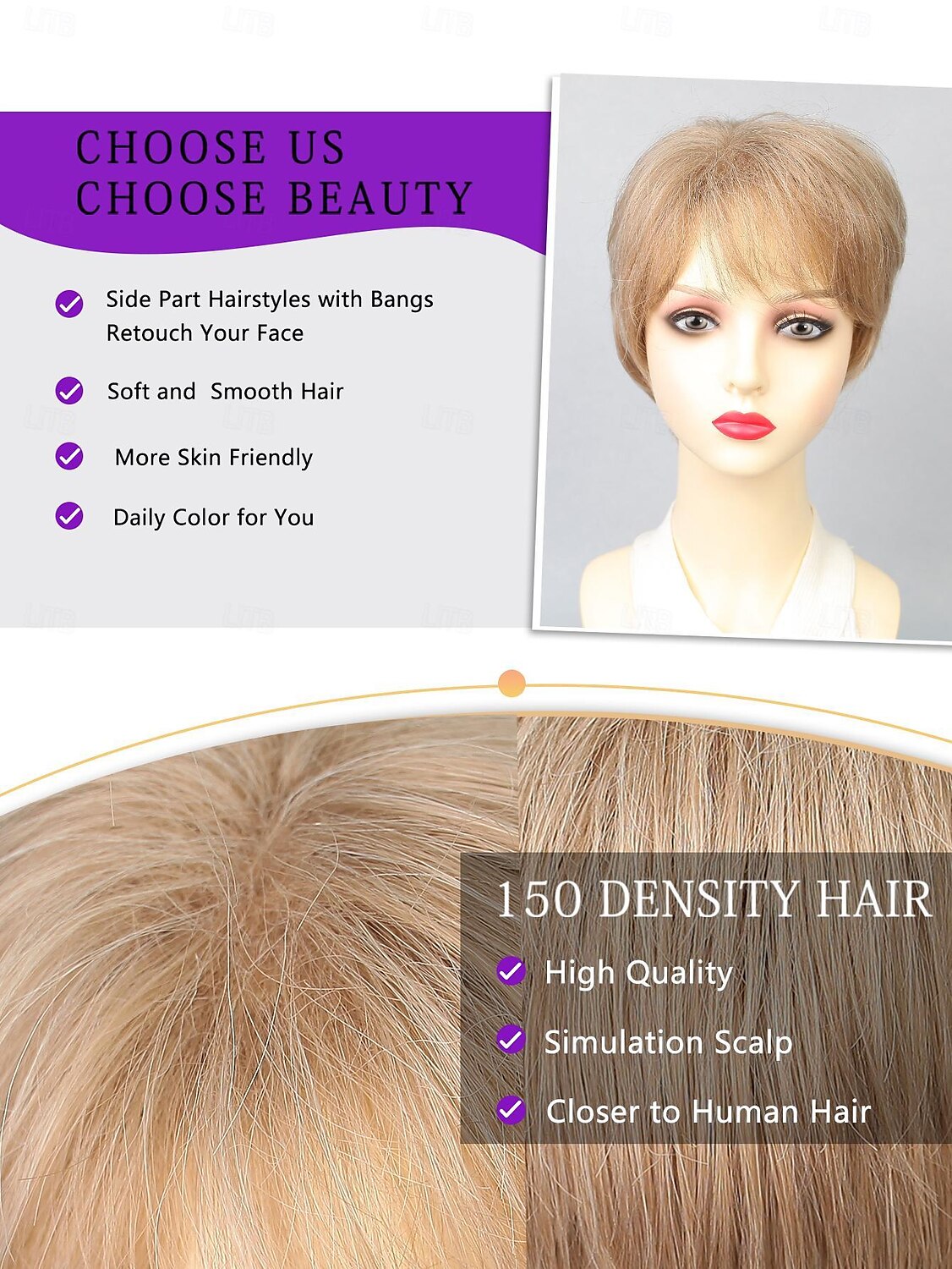 Synthetische pruiken Natuurlijk recht Korte bob Zijdeel Pruik 25.4 cm Lichtgoud Synthetisch haar Dames Meerkleurig 2025 - $18.49 –P8