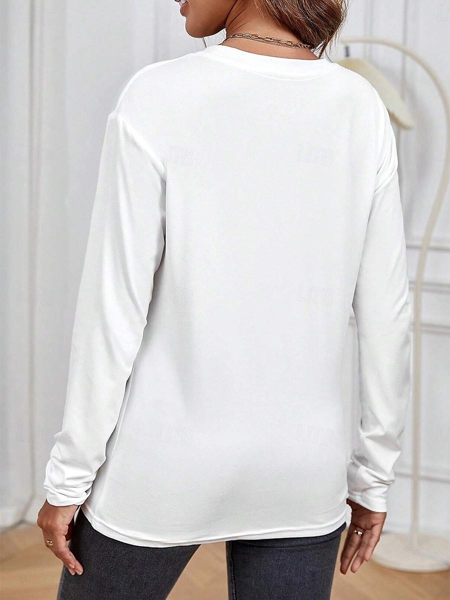 T-shirt Femmes 100% Coton Tee Quotidien Chic Décontracté Manches Longues Blanc Printemps et Automne de 2025 ? $27.99 –P2