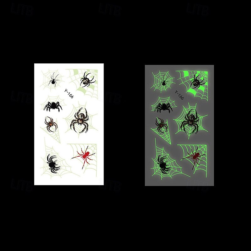 Autocollants de tatouage lumineux en toile d'araignée d'halloween, 10 pièces, autocollants de visage de fête de festival lumineux de dessin animé de 2025 ? $14.49 –P6
