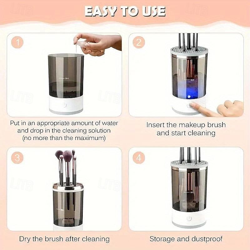 Nettoyeur de pinceaux de maquillage électrique Machine de nettoyage de pinceaux de maquillage Nettoyeur de pinceaux de maquillage Convient à toutes les tailles de pinceaux de maquillage de 2025 ? $15.99 –P5