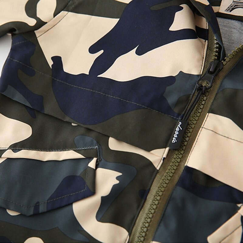 Garçons 3D Couleur Unie Camouflage Manteau Vêtements d'extérieur manche longue Automne Hiver Mode Basique Petits enfants (4-7 ans) 4-7 ans À capuche Extérieur Occasionnel Quotidien Coupe régulière de 2025 ? $25.99 –P11