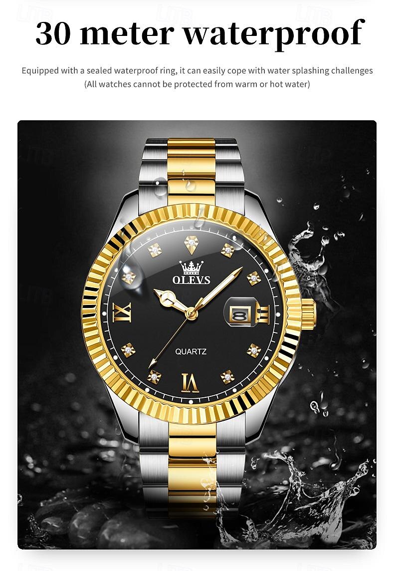 OLEVS Men Quartz Watch Fashion Business Wristwatch Luminous Calendar Waterproof Decoration Steel Watch 2025 - $27.99 –P14