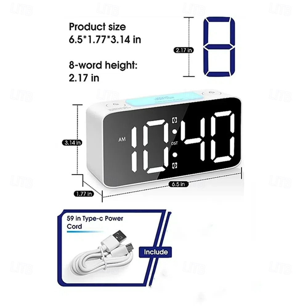 Super Loud Alarm Clock for Heavy Sleepers, Digital Clock with 7-Color Night Light, Adjustable Volume, Small for Bedrooms 2025 - $28.99 –P6