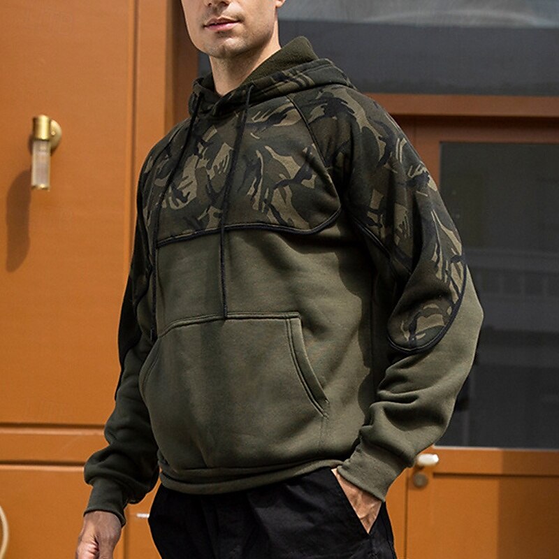 Herr Huvtröja Svart Armégrön Huva Färgblock Kamuflasje Lappverk Ficka Sport & Utomhus Dagligen Helgdag Streetwear Grundläggande Ledigt Vår & Höst Kläder Pull Tröjor 2025 - $26.99 –P1