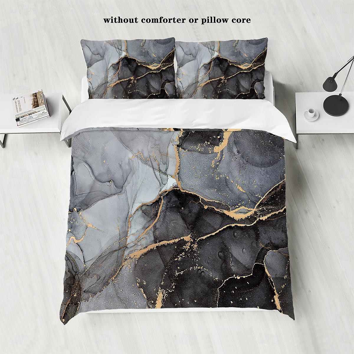 3-teiliges Daunenbettbezug-Set mit nordischem Marmor-Abstrakt-Aquarellmuster für Hotelschlafzimmer, Gästezimmer und komfortables Hotelbettwäscheset 2025 - $31.99 –P1