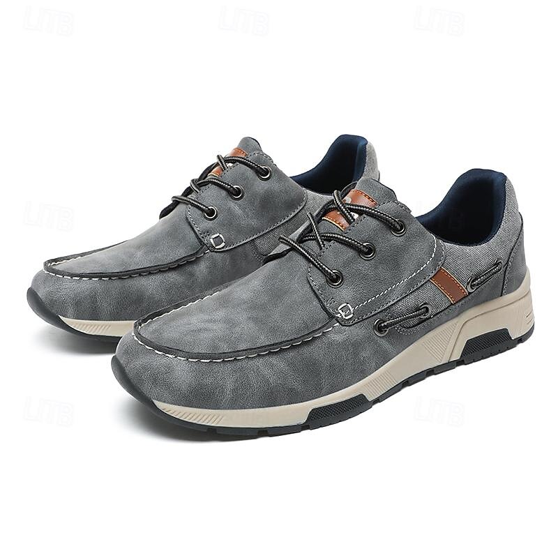 Homens Sapatos casuais masculinos Retro Pele PU Confortável Antiderrapante Com Cadarço Azul Cáqui Cinzento de 2025 por $46.99 –P2