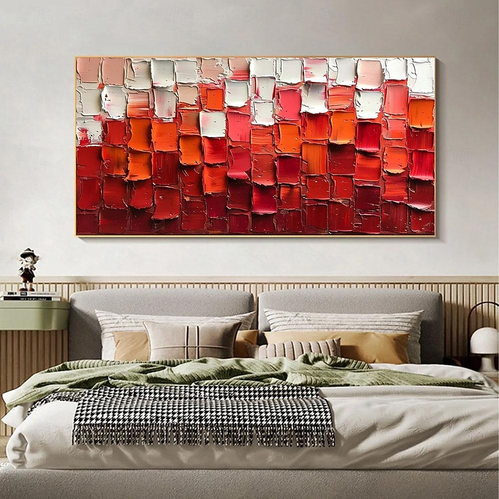 Hand Painted Abstract Red Oil Painting on Canvas Large Wall Art Original Textured Palette Knife Modern Trendy Minimalist Living Room Home Decor Unframed 2026 - $94.99 –P5