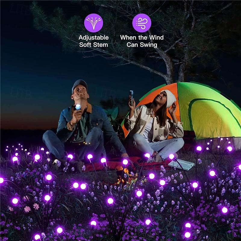 Zonne Wind-Swing Paarse Vuurvlieg Pad Lichten - Kleurveranderende LED Waterdicht Auto-On Perfect voor Tuin  Landschapsdecoratie 1/2 stuks voor Halloween 2026 - $16.49 –P7