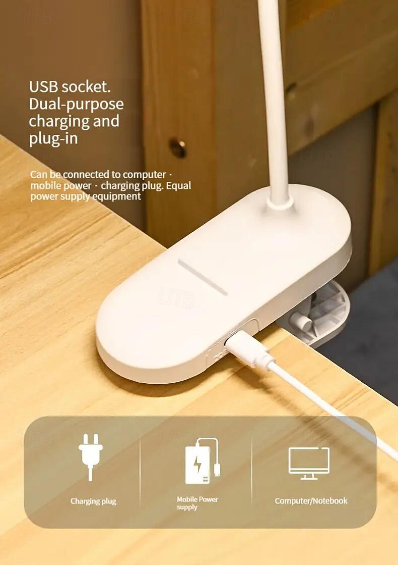 Rechargeable Led Desk Lamp 3 Light Color Adjustable Night-time Studying Reading Standing Clip Desk Lamp 2025 - $19.99 –P8