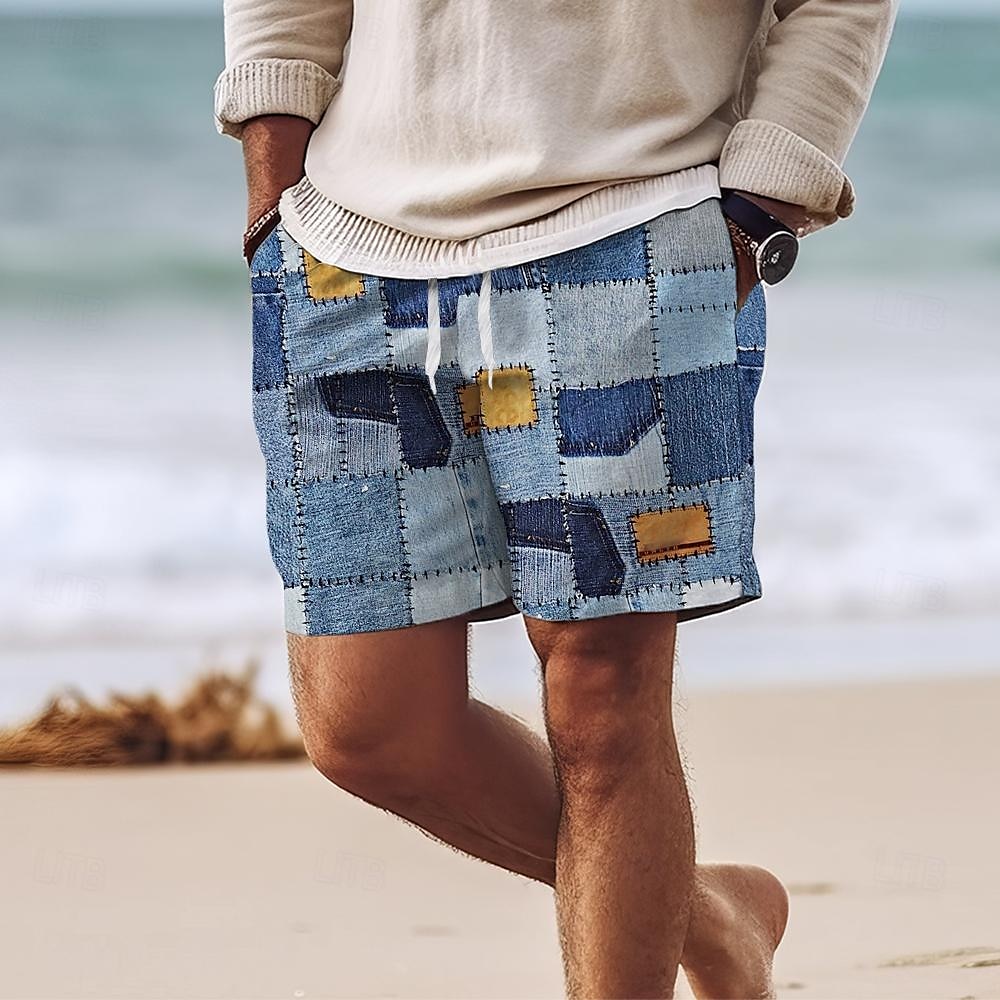 Homens Bloco de cor 3D impressão Grade / xadrez Shorts de Natação Bermuda de Surf Calção de Banho Cintura Média Havaiana Casual Feriado Praia Com Cordão com forro de malha Cintura elástica Designer de 2025 por $17.99 –P1