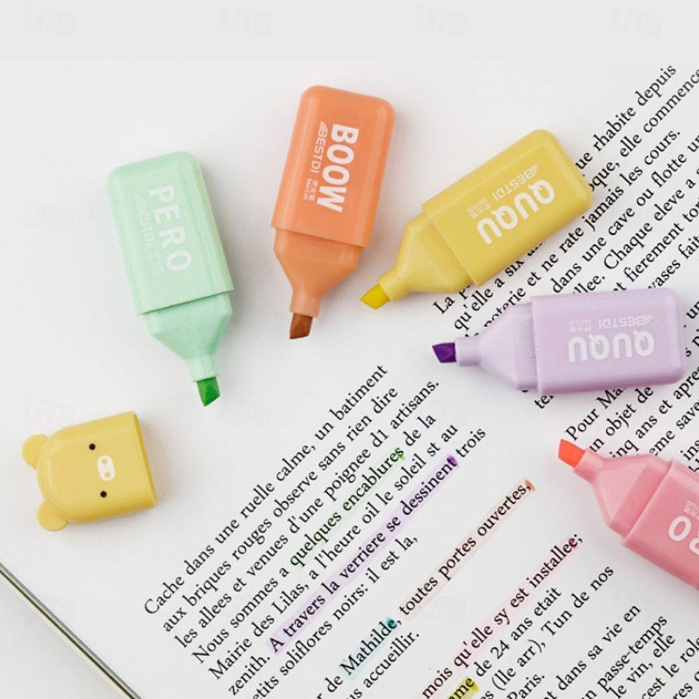 Mini-Textmarker in Bärenform, Farbmarker, Hauptbuchstift, Schulanfang, Schulbedarf, Marker, 6 Stück/Set 2025 - $14.99 –P6