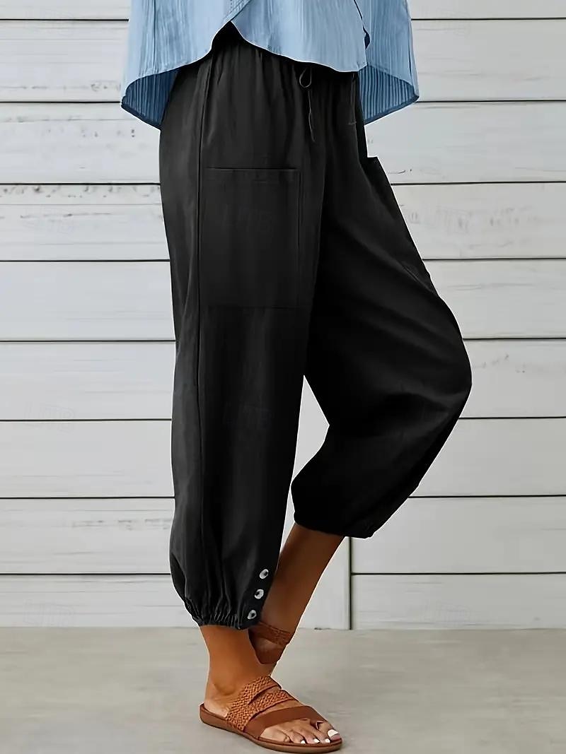 Femme Taille EU / US Large Sarouel Décontractées Pantalon Harlem Longueur genou Taille haute Couleur Pleine Poche Sarouel Respirabilité Extérieur Non Elastique Extérieur Casual Quotidien Noir de 2025 ? $18.99 –P4