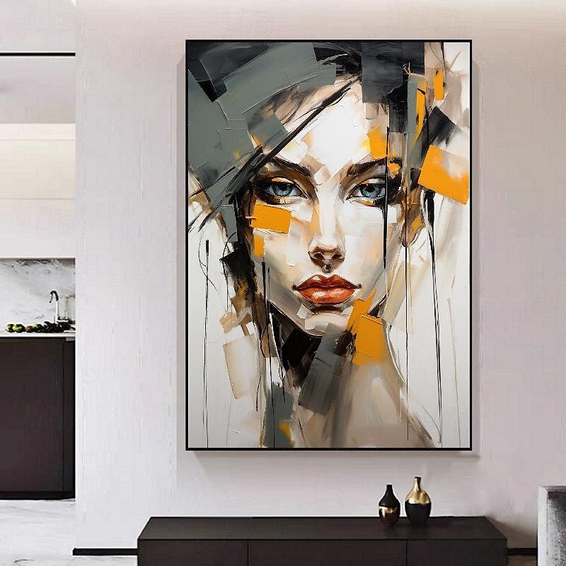 handgemaltes abstraktes Pattle Knife Frauengesicht Ölgemälde Wandkunst weibliche Figur Wandkunst Gold- und Weißgemälde handgemachte Wandkunst Frauenkunst Ölgemälde für Wandkunst moderne Wohnkunst 2025 - $133.99 –P5