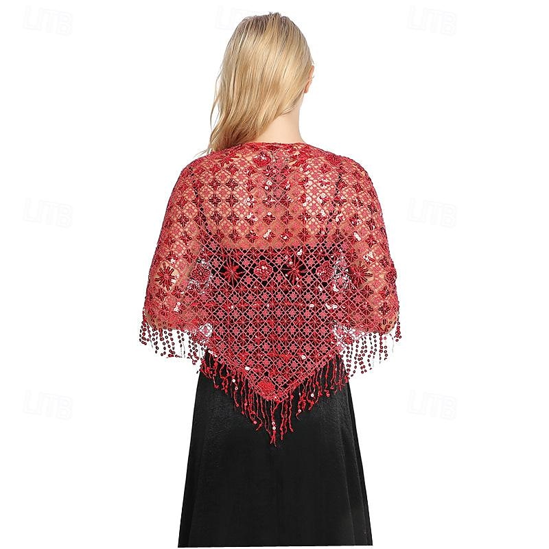 Châle triangle à paillettes pour femmes, enveloppe à franges, cape de soirée, châle de mariée, écharpe pour robes de soirée, fête de 2025 ? $14.99 –P3