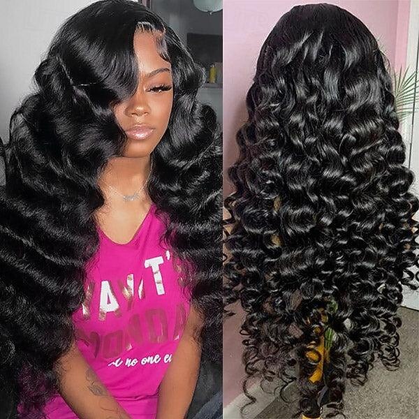 13x6 solta onda profunda perucas dianteiras do laço perucas de cabelo humano 180% densidade com cabelo do bebê de 2025 por $259.09 –P1