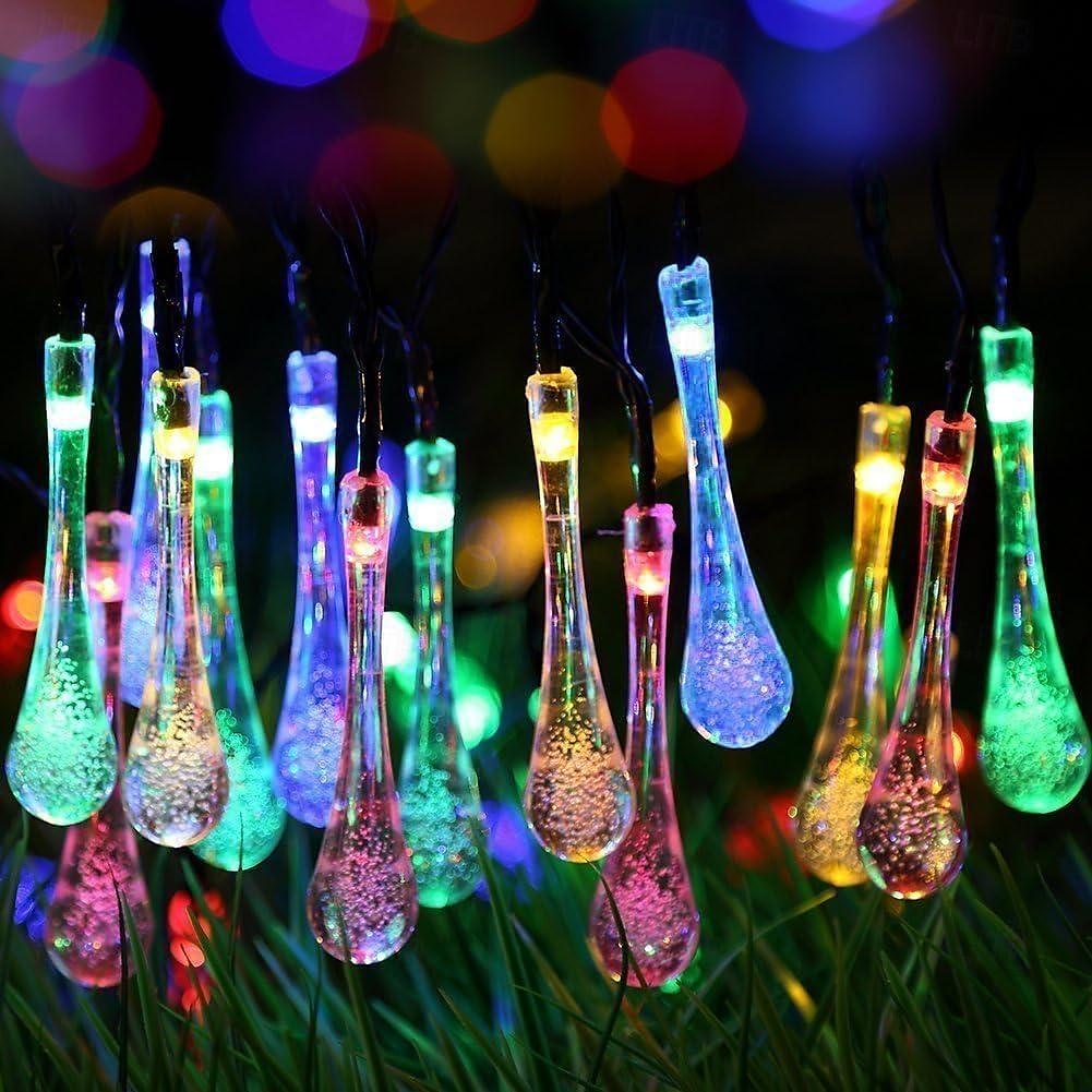 6.5m 30leds luci della stringa solare goccia d'acqua luci esterne impermeabili stringa di fata 8 modalità di illuminazione vacanza matrimonio giardino prato natale halloween decorazione del patio del 2025 a $14.49 –P6
