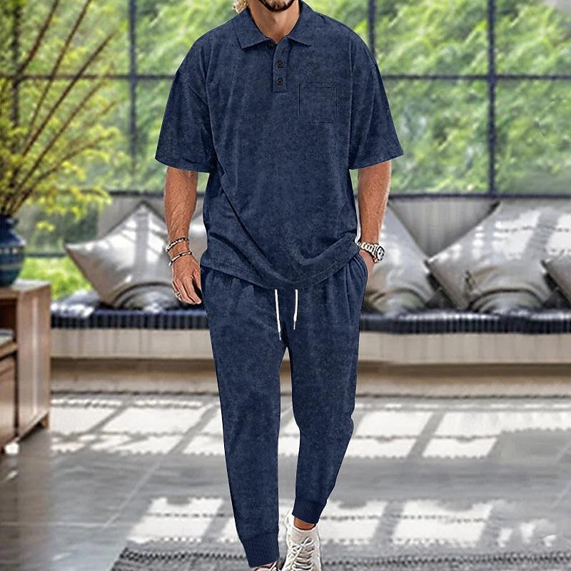 Men's Golf Shirt Golf Polo Work Casual Lapel Short Sleeve Basic Modern Plain Button 2 Piece Spring & Summer Regular Fit Black Army Green Navy Blue Khaki Dark Gray Golf Shirt 2025 - $46.99 –P2