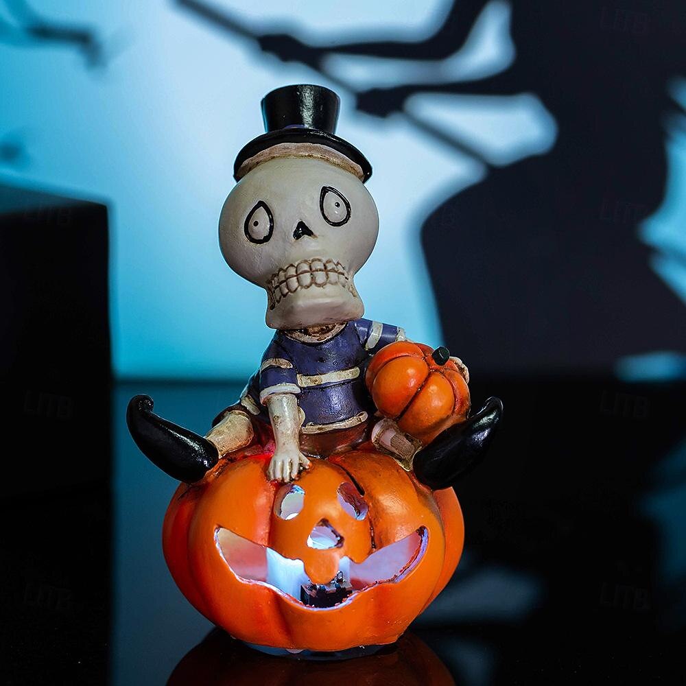 קישוטי ליל כל הקדושים led שלד דלעת אור, ג'ק o lantern גולגולת קישוט צבעוני נוצץ דלעת עששיות קישוט יצירתי זוהר פסטיבל רפאים אביזרי קישוט מסיבת 1 pc 2025 - $12.99 –P7