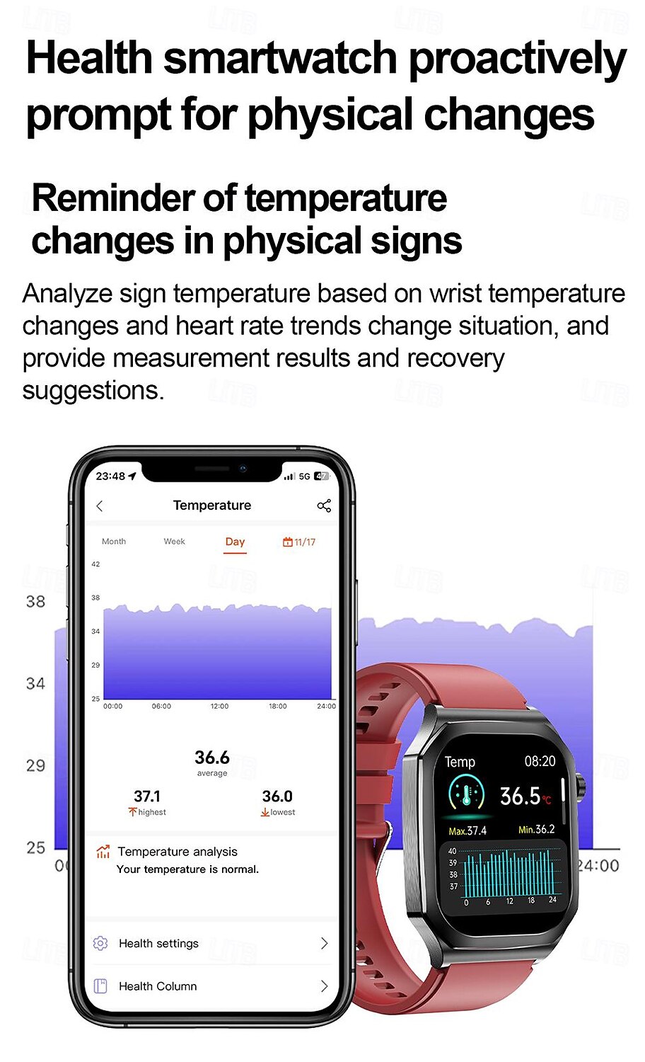 iMosi ET280 Smart Watch 2.04 inch Smartwatch Fitness Running Watch Bluetooth ECG+PPG Temperature Monitoring Pedometer Compatible with Android iOS Women Men Hands-Free Calls Waterproof Media Control 2025 - $74.99 –P9
