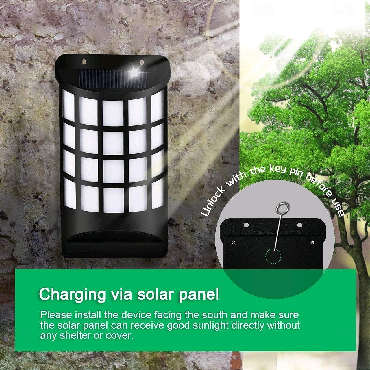 1 Pc Solar Flame Lights Outdoor, Waterproof Flickering Flame Wall Lights with Dark Sensor Auto On/Off 66 LED Solar Powered Night Lights Lattice Design for Garden Pathway Patio Deck Yard 2025 - $26.99 –P7