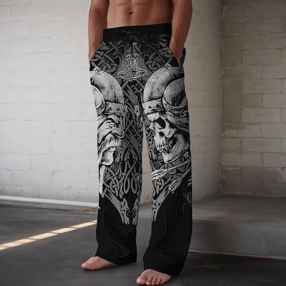 Per uomo Teschi Pantaloni casual Vita normale Vacanze Gamba dritta Estate Primavera Stampa 3D Nero del 2025 a $25.99 –P1