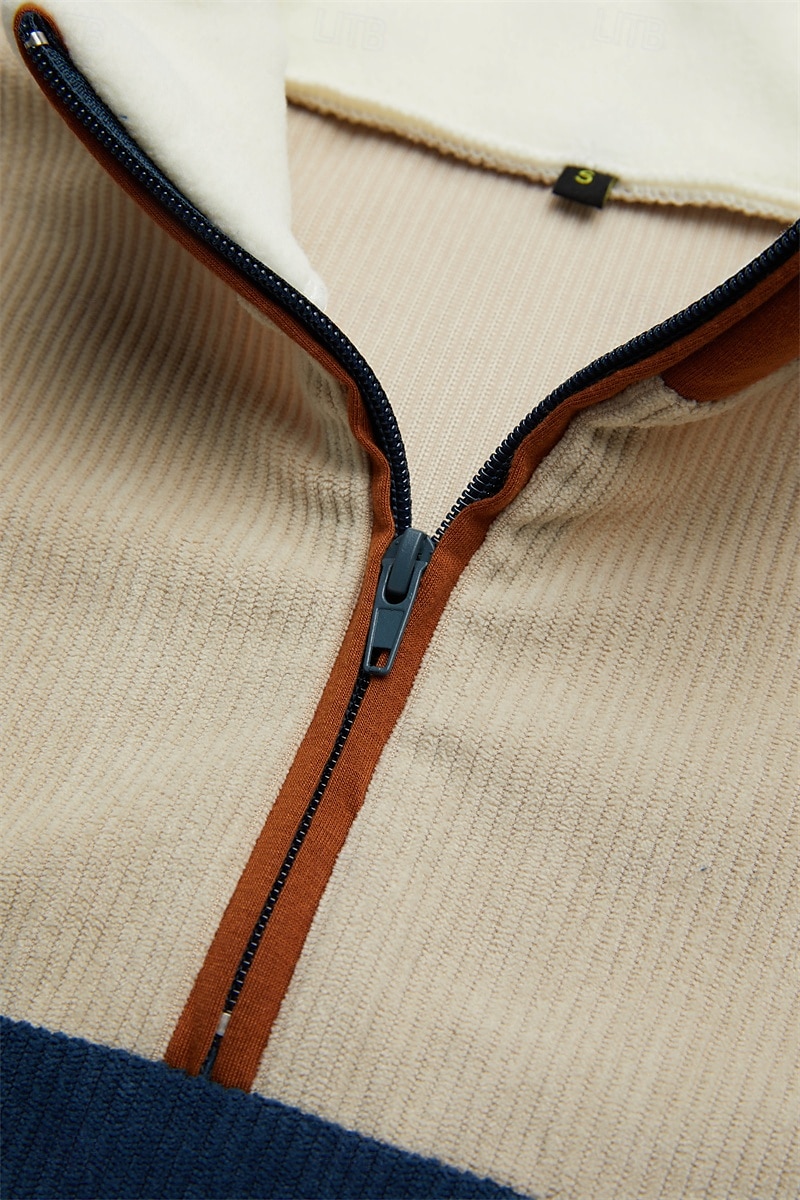 Per uomo Felpa Felpa con zip Felpa di velluto a coste Nero Blu Marrone mezza cerniera Color Block Collage Sportivo Giornaliero Per eventi Vello Streetwear Informale Vello sottile Autunno inverno del 2025 a $27.99 –P1