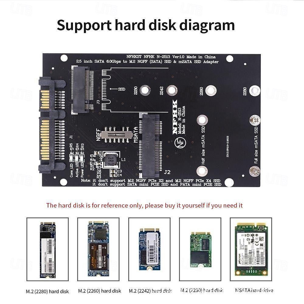 m.2 msata إلى sata 2.5 بوصة لوحة محول محول بطاقة محول لوحة 2025 - $20.99 –P2