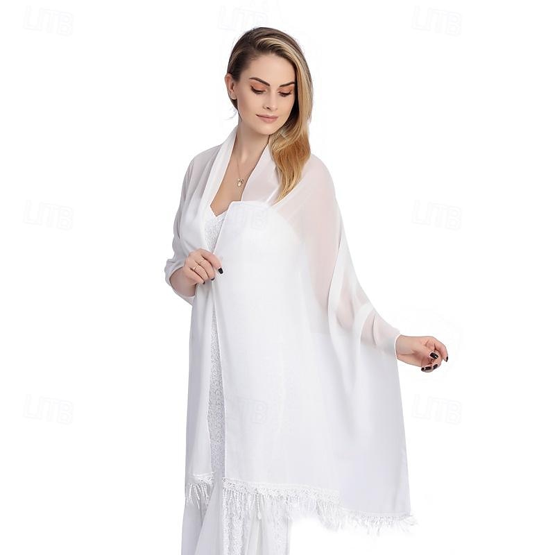 chiffon sjal wraps med blonder frynser damer, myke lette pashmina sjal for kvinner 2025 - $24.99 –P7