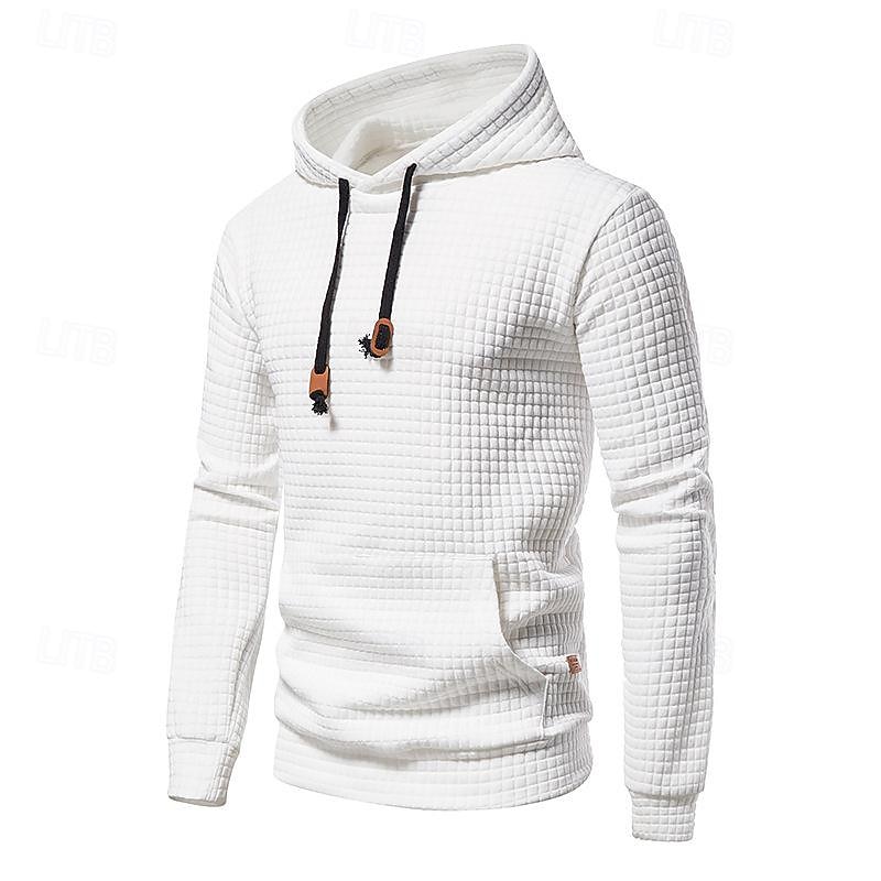 Herr Våffla hoodies Huvtröja Svart Vit Ljusgrå Mörkgrå Huva Slät Ficka Sport & Utomhus Dagligen Helgdag Polyester Streetwear Grundläggande Ledigt Vår & Höst Kläder Pull Tröjor Långärmad 2025 - $24.99 –P9