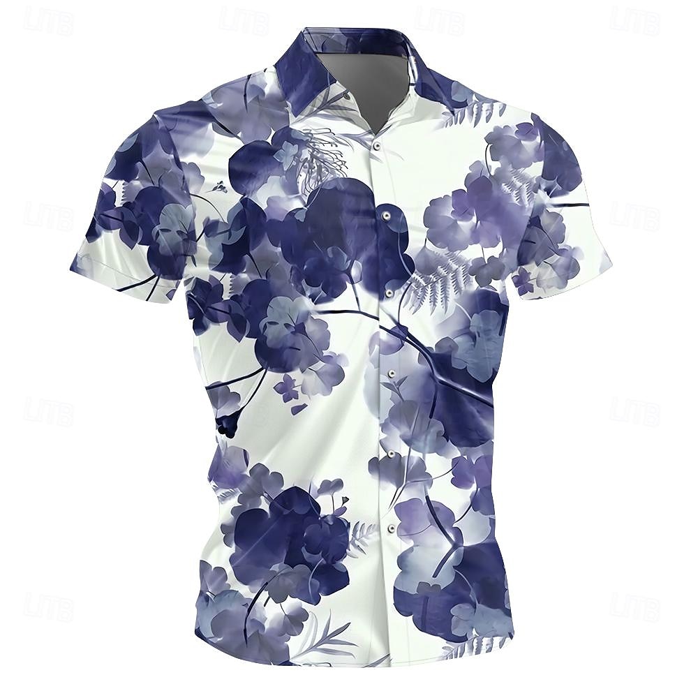 Męskie Kwiaty Wzór tie-dye Koszula Zapinana na guziki koszula Krótki rękaw Zabytkowe Codzienny Urlop Codzienny Lato Wieczorne Zapiąć Druk 3D Niebieski 2025 - $22.99 –P1