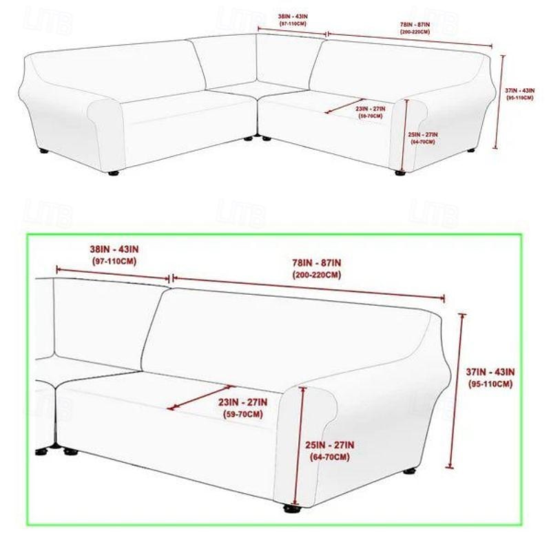 Stretch-Samt-5-Sitzer-Sofabezug in L-Form, einfarbig, All-Inclusive-Sofabezug für private Sitzecke in L-Form 2025 - $80.99 –P1