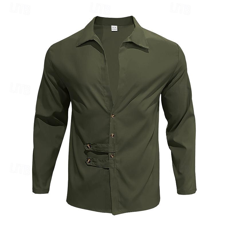 Herren Hemd Sommerhemd Freizeithemd Strandhemd Schwarz Weiß Armeegrün Grau Leicht Blau Langarm Einfach Revers Urlaub Hawaiianisch Button-Down Bekleidung Polyester Mode Lässig Bequem 2025 - $26.99 –P14
