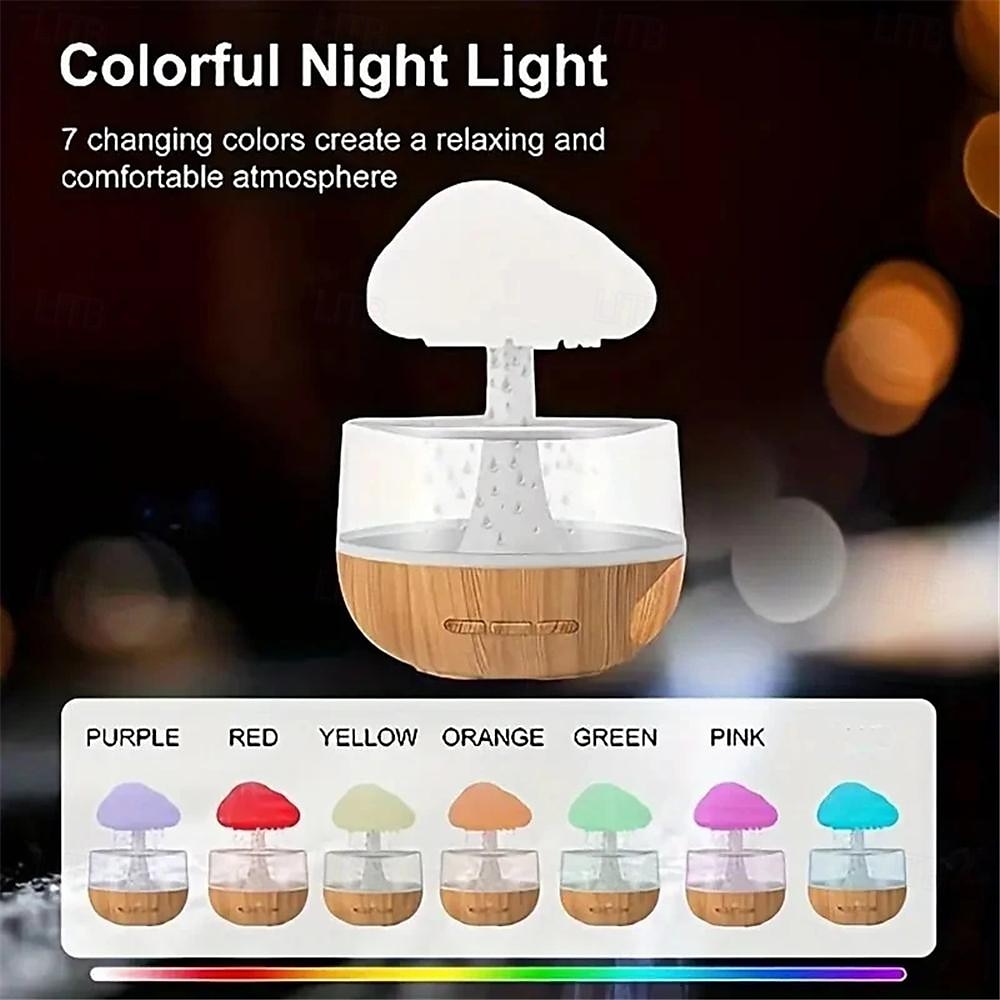 USB Rechargeable Mushroom Rain Cloud Humidifier 7 LED Light Droplet Essential Oil Diffusers Rain Cloud Night Light Sleep Light Room Small Night Light Living Room Decorative Light  1PC 2025 - $45.99 –P3