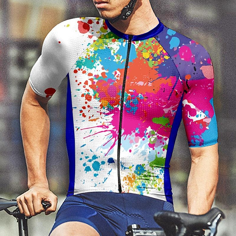 Herren Radtrikot Graffiti Kurzarm Fahhrad T-Shirt Trikot mit 3 Gesäßtaschen Mountainbike MTB Schnelltrocknend Anatomisches Design Feuchtigkeitsableitend Atmungsaktiv Sport Weiß Gelb Blau Bekleidung 2026 - $30.99 –P15