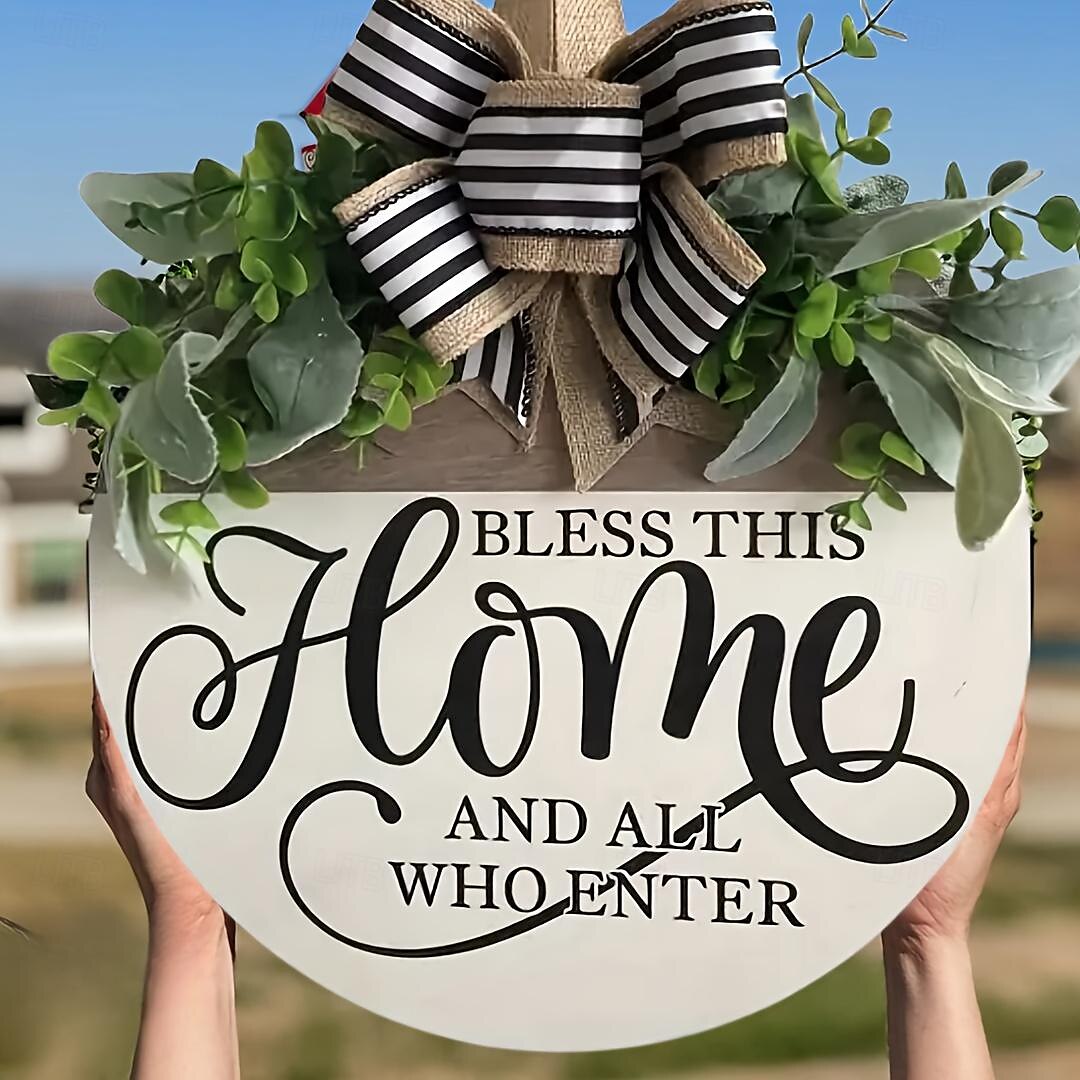 1pc Crafting 12 Inches Welcome Sigh For Front Door Big Wooden Wreath Welcome Wreath Farmhouse Front Door Decoration Housewarming Gift for Home Outdoor Indoor 2025 - $13.99 –P10