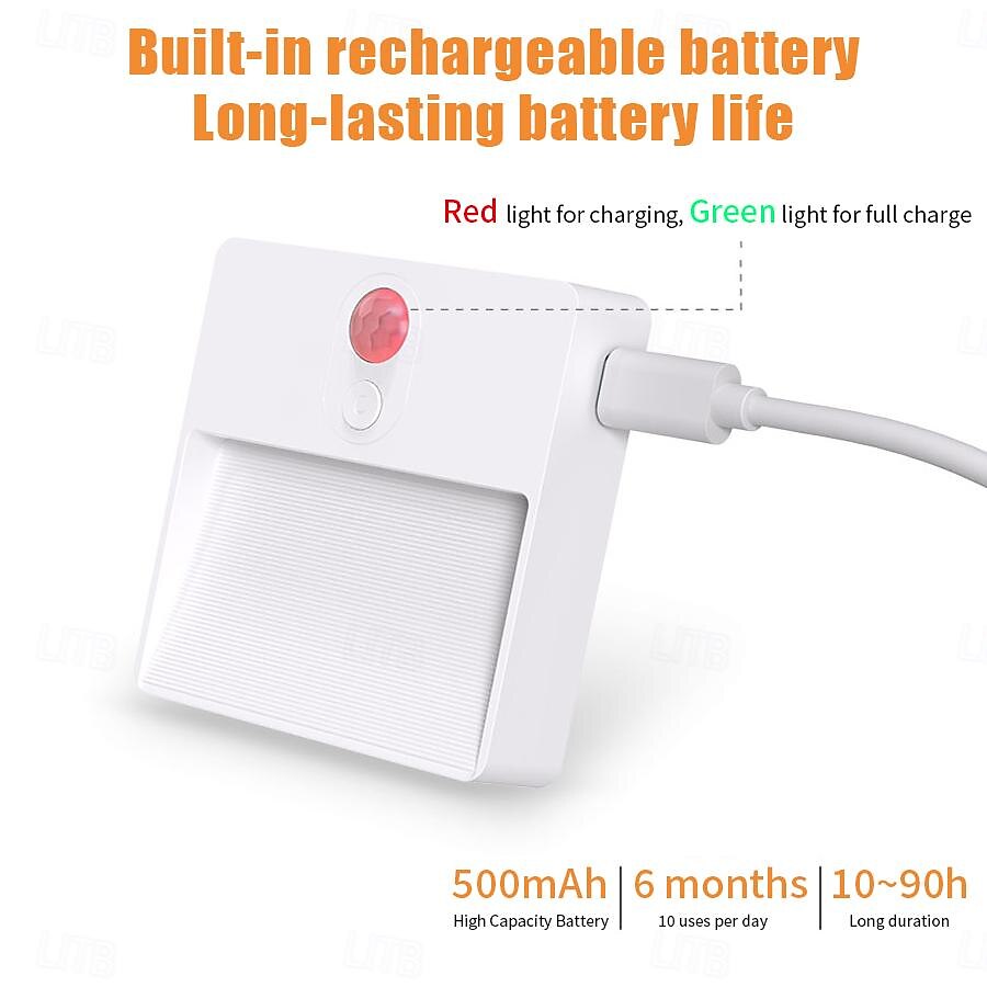 1pc LED Infrared Motion Sensor Night Light, Stepless Dimming Rechargeabl Night Light Automatic On/Off Adjustable Colors for Kitchen, Bedroom, Living Room, Hallway, Bathroom 2025 - $13.49 –P5