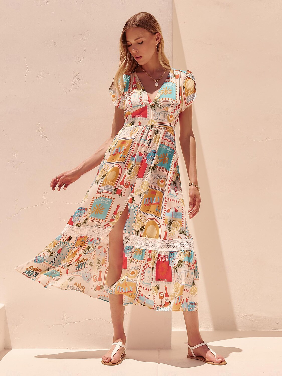 Tencel Puff Balloon Sleeve V Neck Maxi Dress 2025 - $82.99 -P5