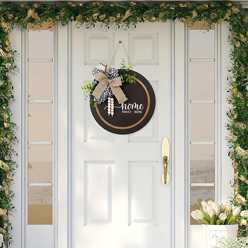 1pc Crafting 12 Inches Welcome Sigh For Front Door Big Wooden Wreath Welcome Wreath Farmhouse Front Door Decoration Housewarming Gift for Home Outdoor Indoor 2025 - $13.99 –P4