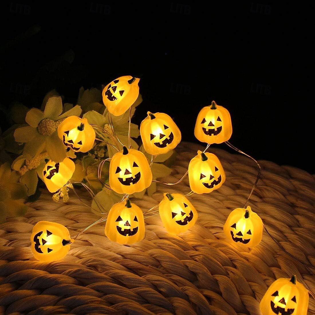halloween sütőtök rézdrót zsinór lámpák világítanak sütőtök jack o lámpás 2m 20 led akkumulátorral működő beltéri szabadtéri szellemfesztivál otthon halloween erkély kerti dekoráció 2025 - $9.99 –P1
