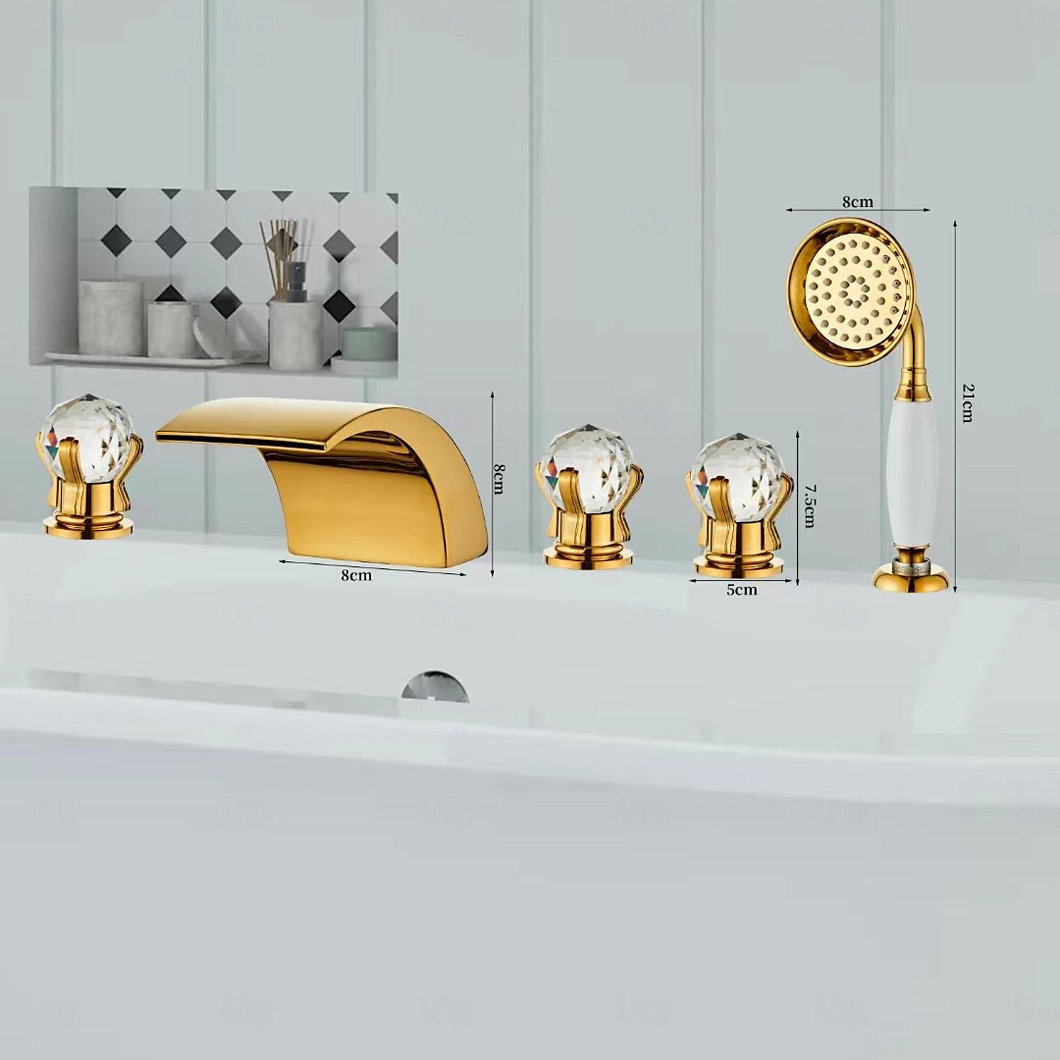 Waschbecken Wasserhahn - Verbreitete Galvanisierung 3-Loch-Armatur Zwei Griffe Zwei LöcherBath Taps 2025 - $275.39 –P7
