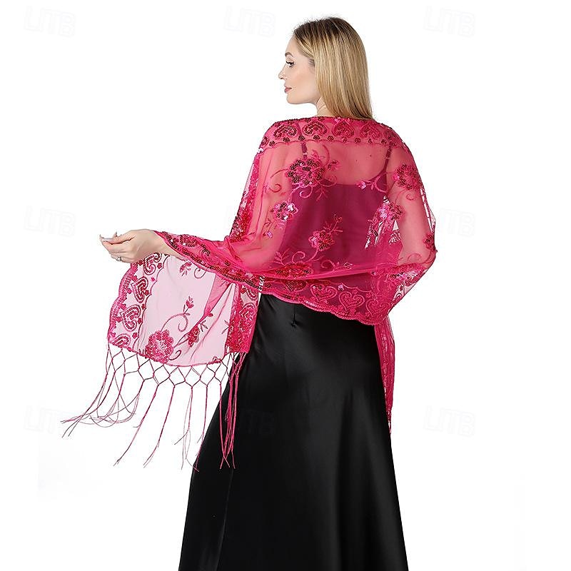 lange sjalomslag for kvinner fra 1920-tallet, kveldssjal med paljetter for kvinner formell/fest/bryllup/formell/harlem night 2025 - $27.99 –P17