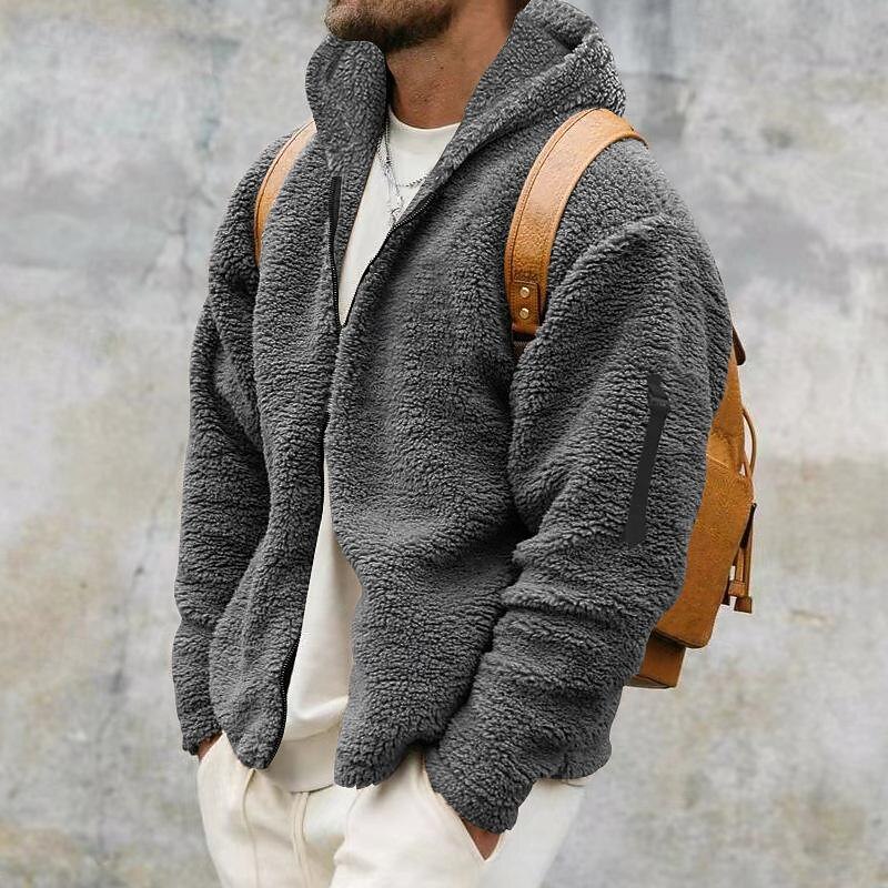 Homens Jaqueta de Inverno Jaqueta polar polar Jaqueta casual Diário Férias Térmico / Quente Bolsos Outono & inverno Tecido Moda Roupa de rua Com Capuz Padrão Preto Azul Marinha cáqui Cinzento Escuro de 2025 por $39.99 –P14