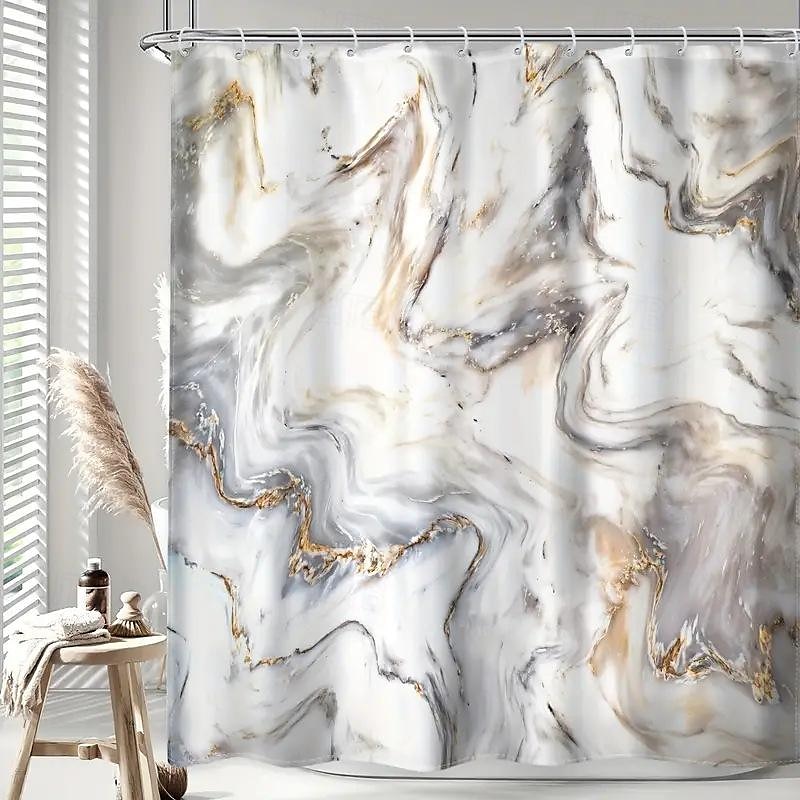 Tenda da doccia con 12 ganci in plastica 180cm*180cm (70"*70") set di tende da doccia acquerello poliestere impermeabile tappetino antiscivolo copri WC tappeto per bagno per decorazione della vasca del 2025 a $22.99 –P3