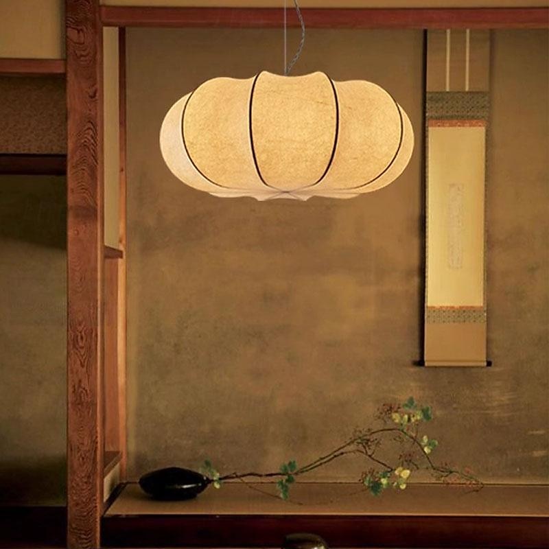 led pendellys 3-farget lyskilde 50/60cm 1-lys wabi-sabi silke kreativ gresskar silke lysekrone japansk hjem dekorative hengende lamper e26/e27 soverom stue spisestue 85-265v 2025 - $349.99 –P9