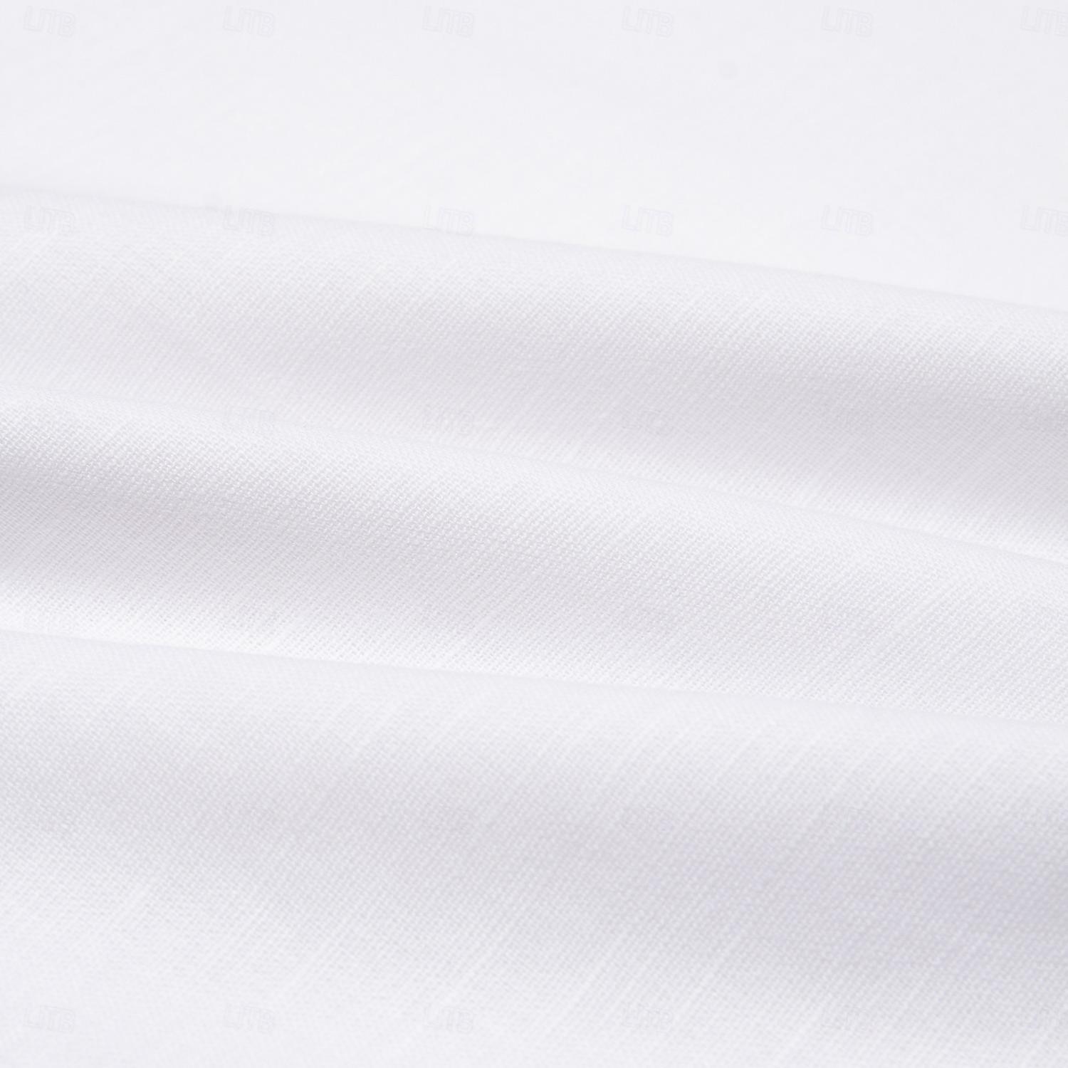 Voor heren linnen overhemd Wit Korte mouw Effen Kleur Bloemig Grafisch Strijkijzer Overhemdkraag Buiten Grafisch Kleding Casual / Dagelijks 2025 - $16.49 –P2