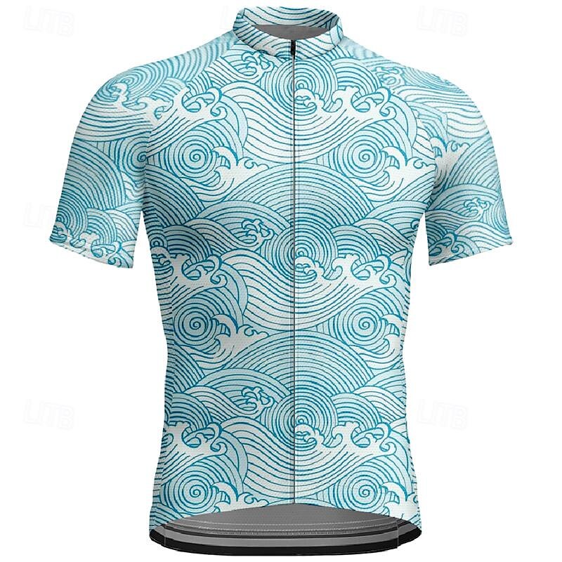 Pánské Cyklodres Krátký rukáv Kolo Tričko Dres Vrchní část oděvu se 3 zadními kapsami Horská cyklistika Prodyšné Rychleschnoucí Nebeská modř Grafika Sportovní Oblečení 2025 - $30.99 –P1