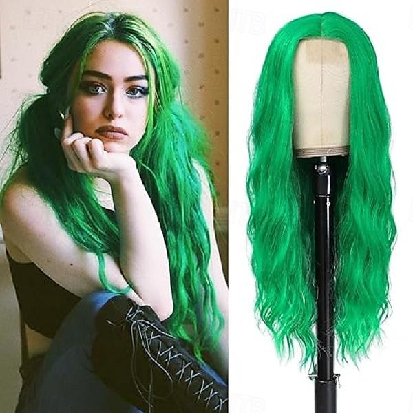 Rosa parykk - Lange rosa bølgete parykker kvinner midtparti pastell rosa parykk 26 tommer naturlig krøllete syntetisk parykk varmeresistent fiberparykker daglig festbruk Halloween-parykker 2025 - $20.99 –P5