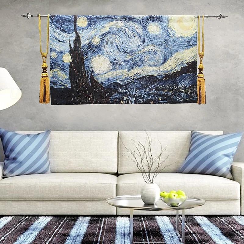 Jacquardgewebter Wandteppich, Gobelin, Aubusson, Wandkunst, zum Aufhängen, großer Wandteppich, Reproduktion, Webstuhl, Baumwollgewebe, die Sternennacht, belgischer Wandteppich (ohne Quasten und 2025 - $129.99 –P8